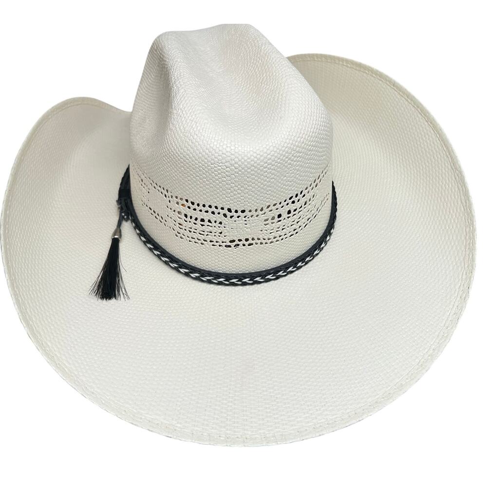 Bullhide Corsicana 20X Straw Cowboy Hat White Western Ventilated Size 6 3/4